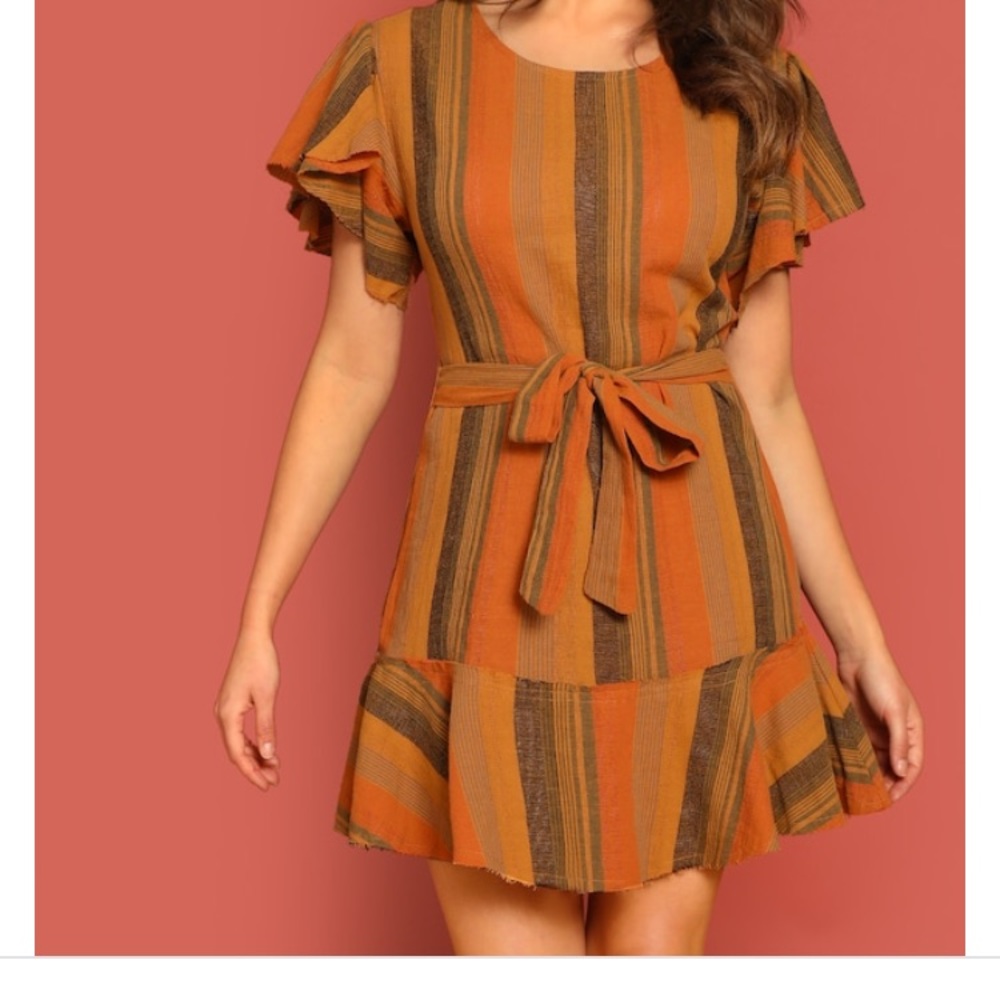 Ruffle Hem Striped Summer Dress